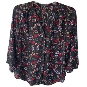NYDJ Black Floral Print Blouse size S